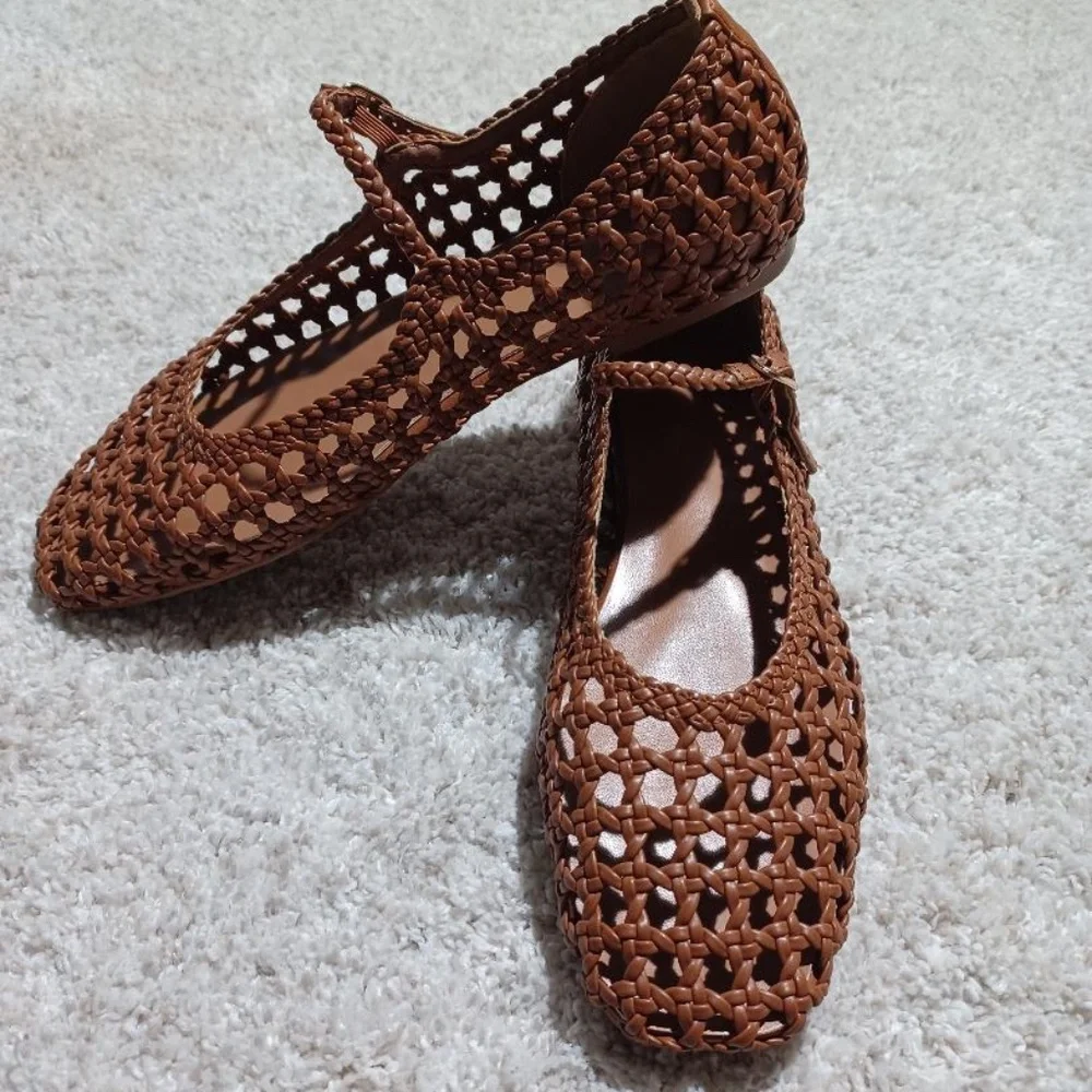 MICIFA NEW Brown Woven 'Mary Jane' Flats - Picture 3 of 8